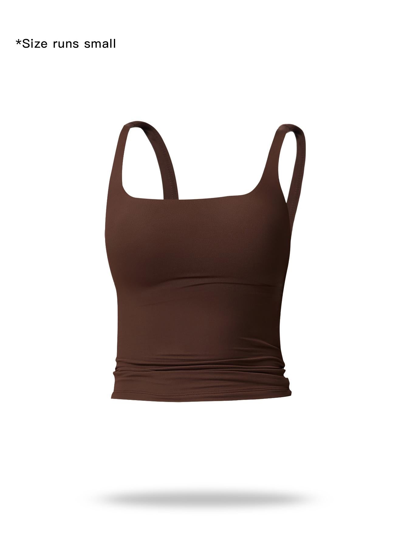 Flowelle Breathable Tummy-Control Yoga Tank - Clay Brown