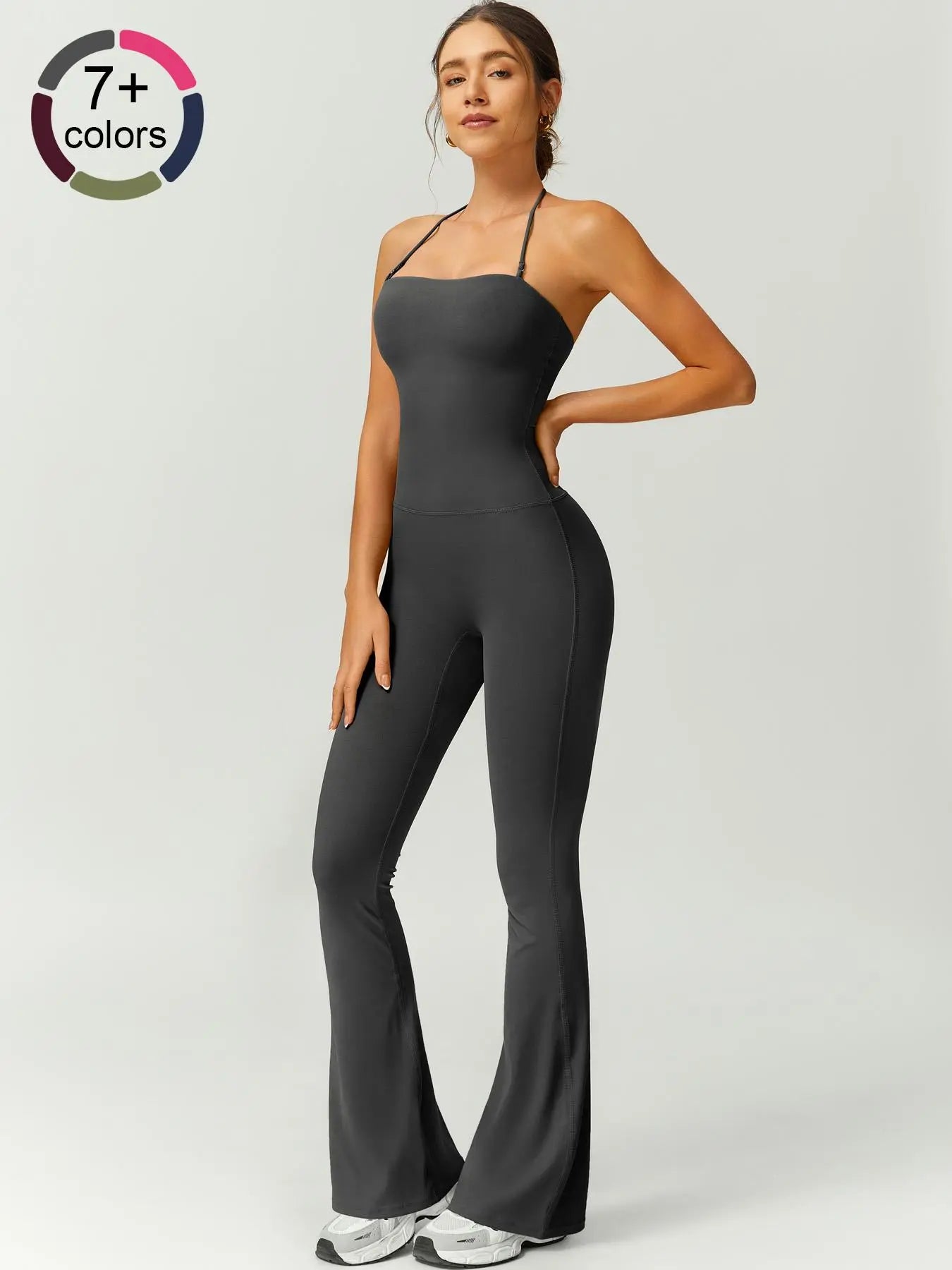 Flowelle Flare-Leg Sports Jumpsuit - Grey