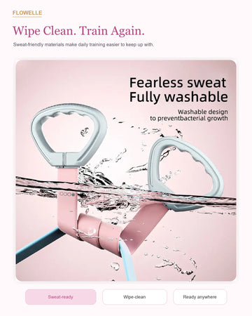Sweat-friendly wipe-clean adjustable resistance band material