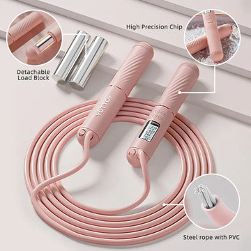 smart cordless jump rope with LED counter – size and features
