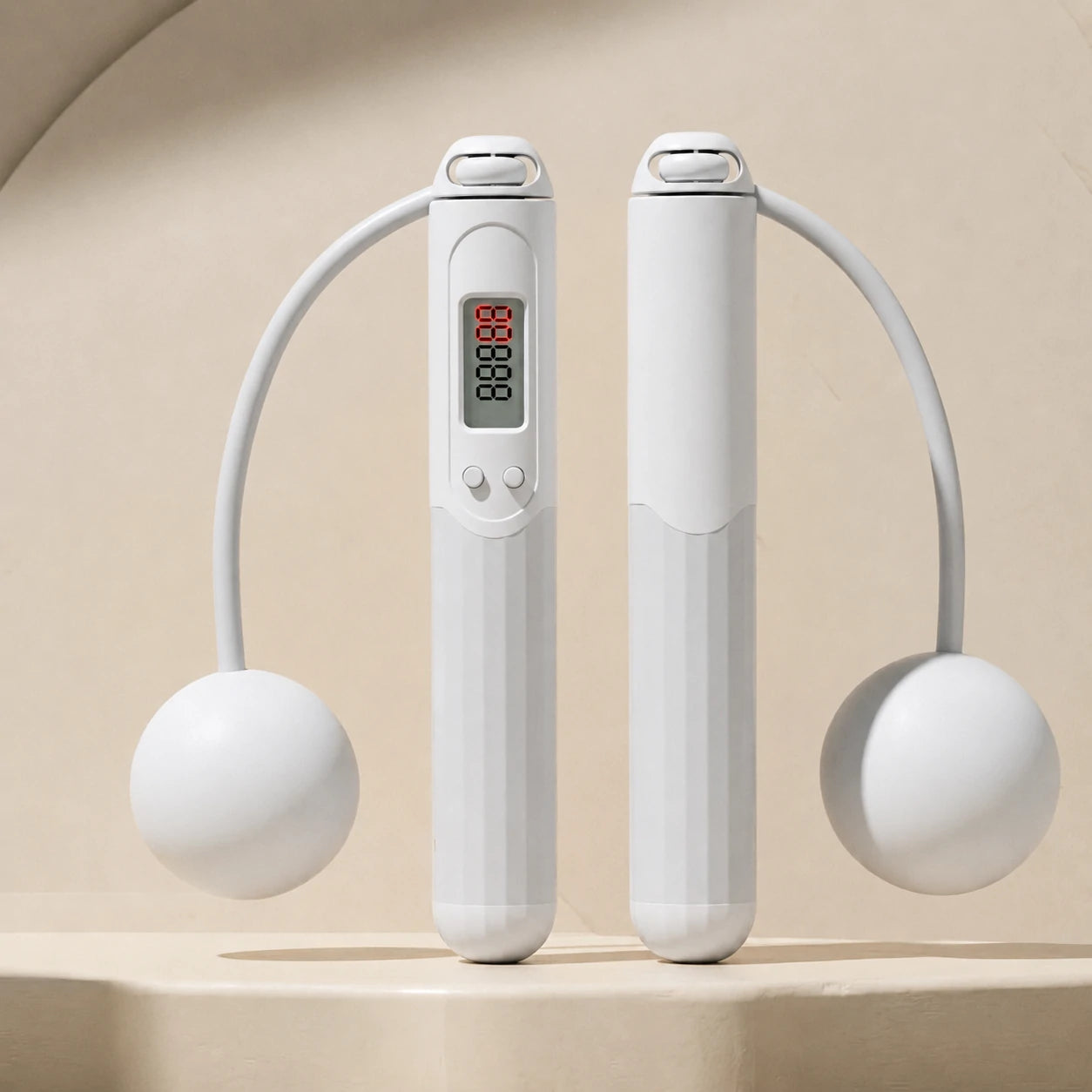 smart cordless jump rope with LED counter – close-up details