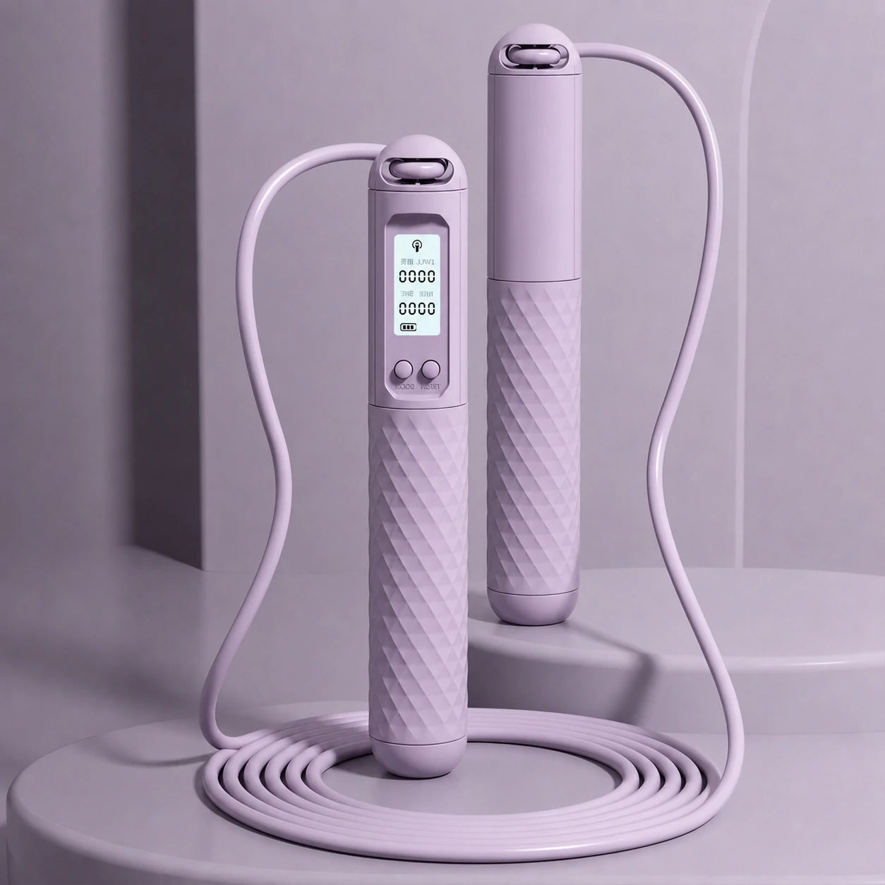 smart cordless jump rope with LED counter – grip and construction details
