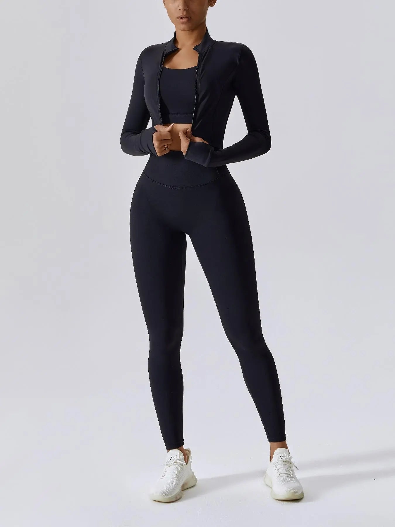 Flowelle 3-Piece Criss-Cross Activewear Set - Black