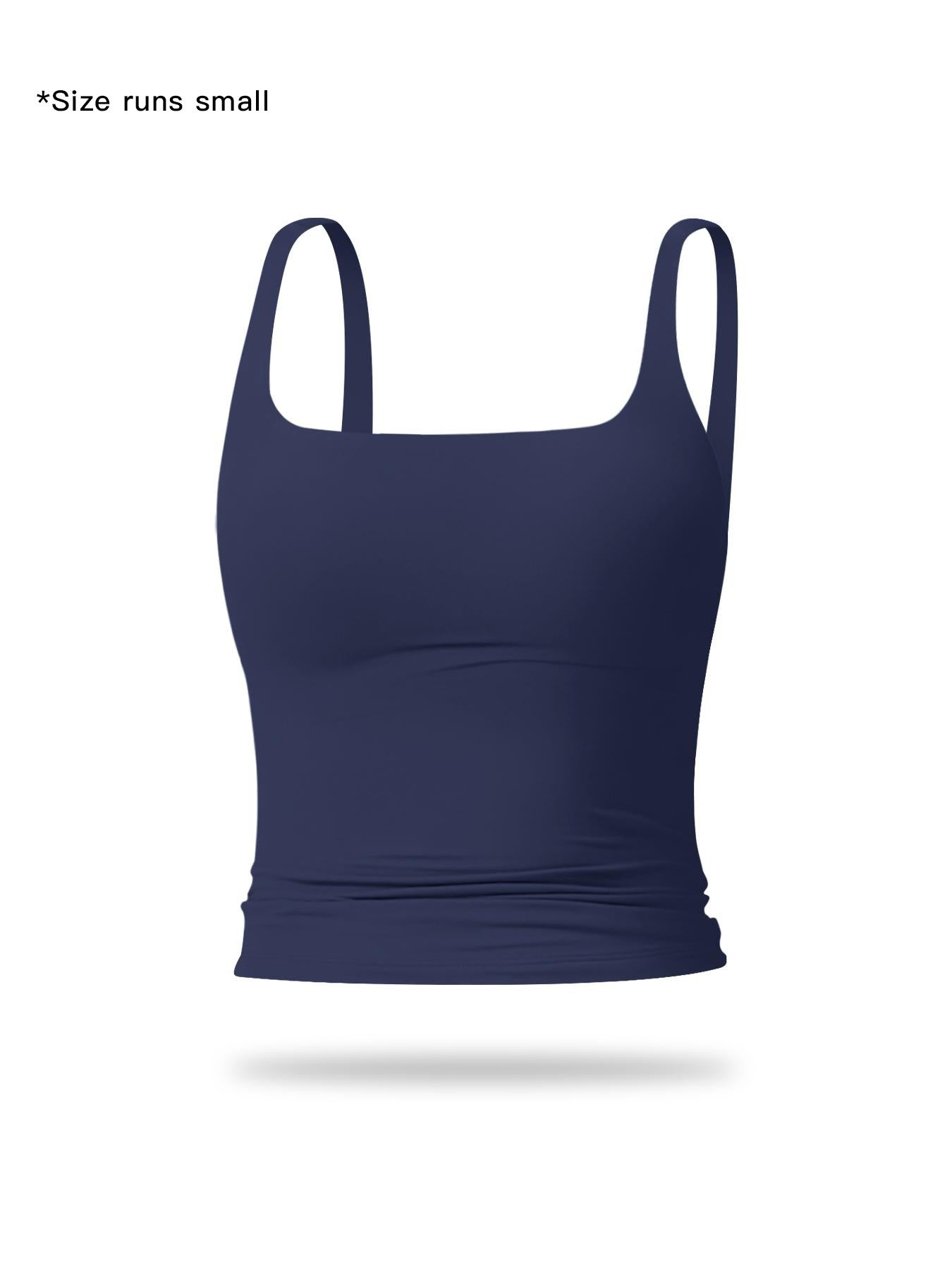 Flowelle Breathable Tummy-Control Yoga Tank - Navy Blue