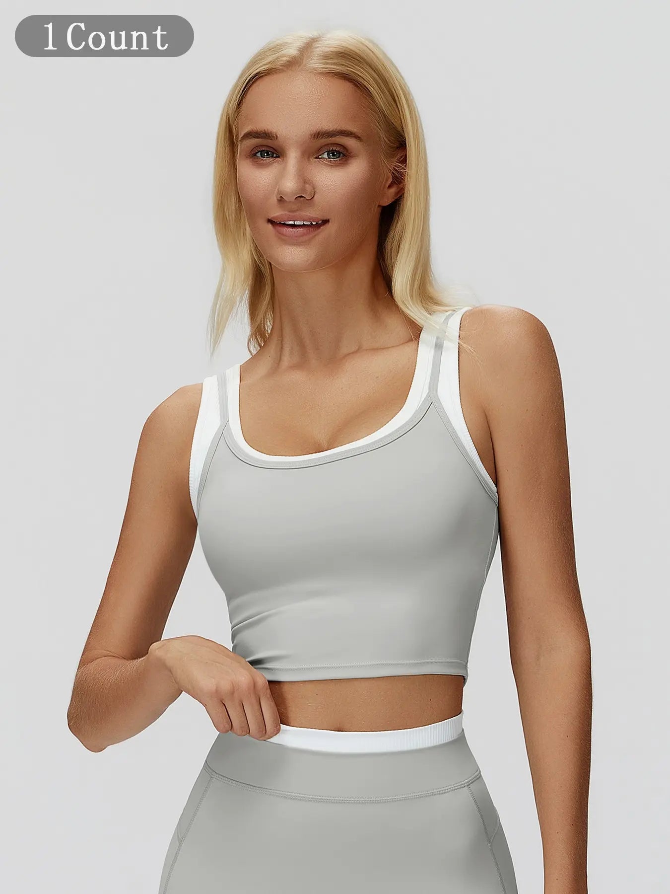 Flowelle Colorblock Running Bra Set - Tau Gray