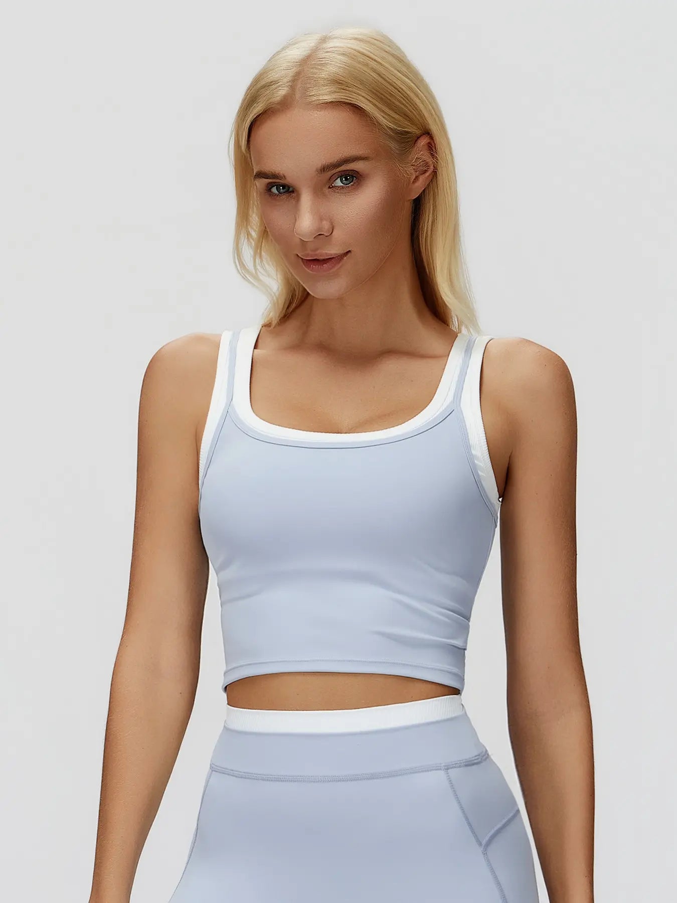 Flowelle Colorblock Running Bra Set - Water Mist Blue