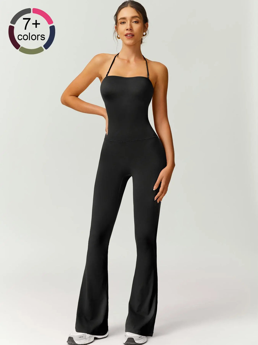 Flowelle Flare-Leg Sports Jumpsuit - Black