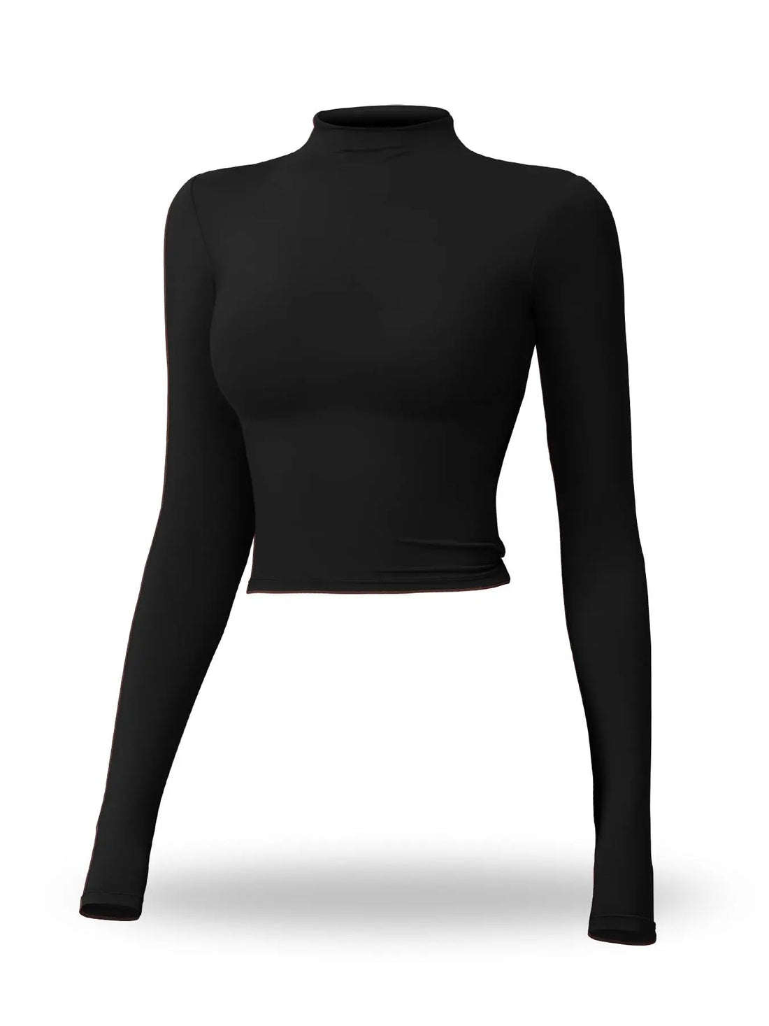 Flowelle Mock-Neck Quick-Dry Sports Tee - Black