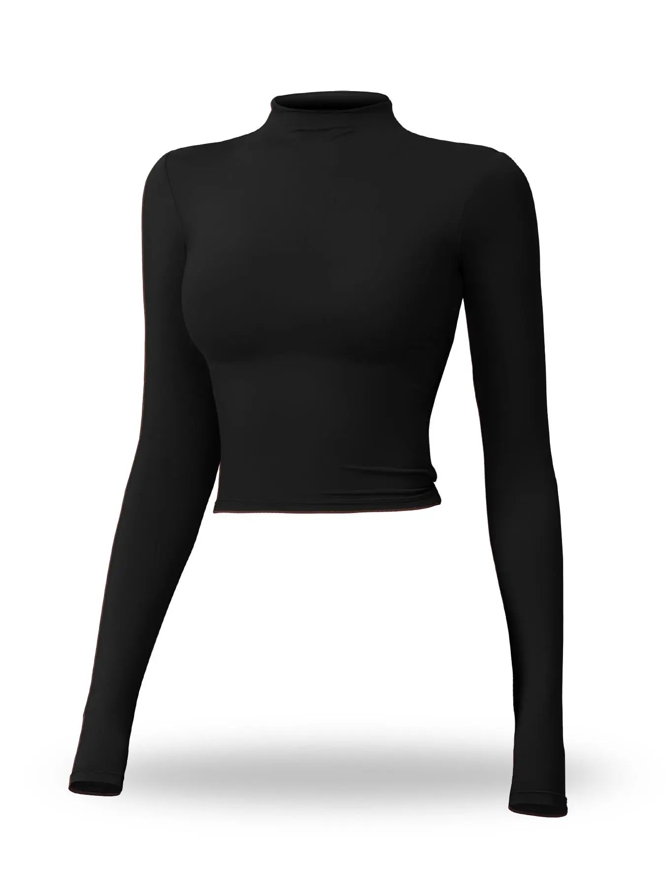 Flowelle Mock-Neck Quick-Dry Sports Tee - Black