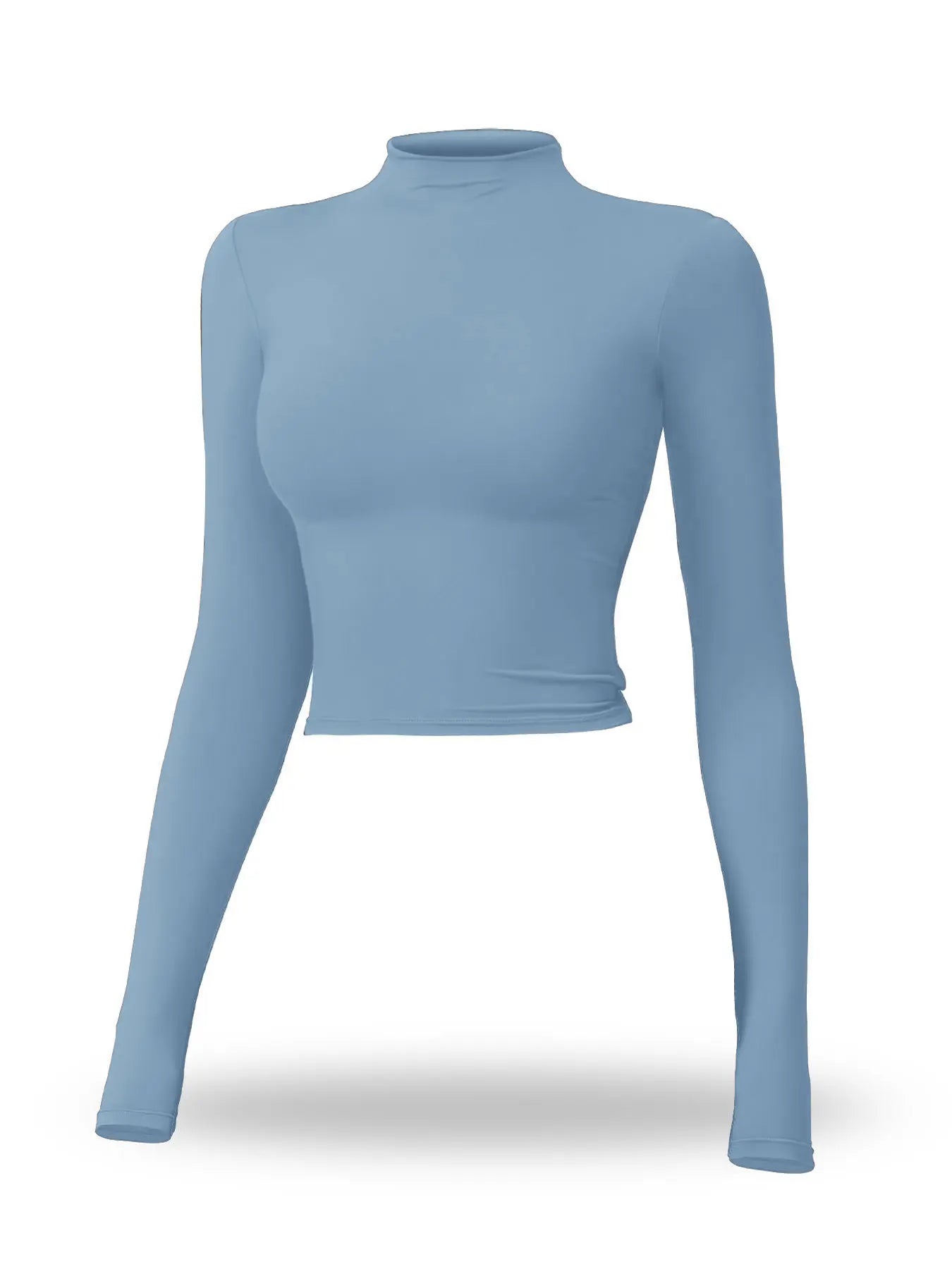 Flowelle Mock-Neck Quick-Dry Sports Tee - denim blue