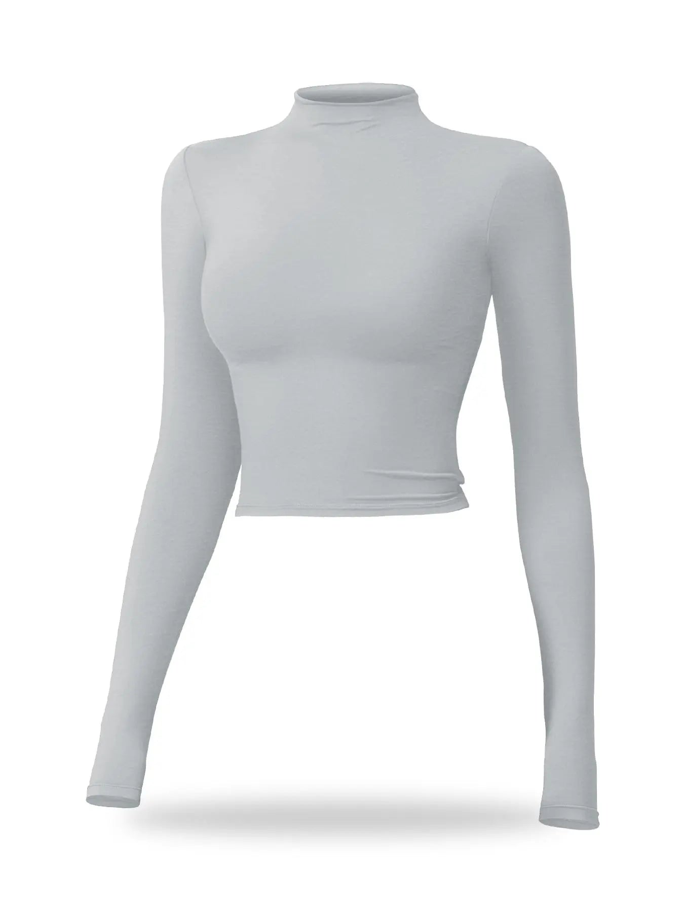Flowelle Mock-Neck Quick-Dry Sports Tee - Grey