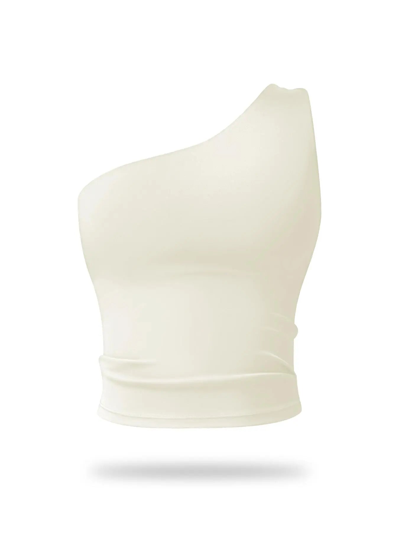 Flowelle One-Shoulder Quick-Dry Sports Bra - Cream