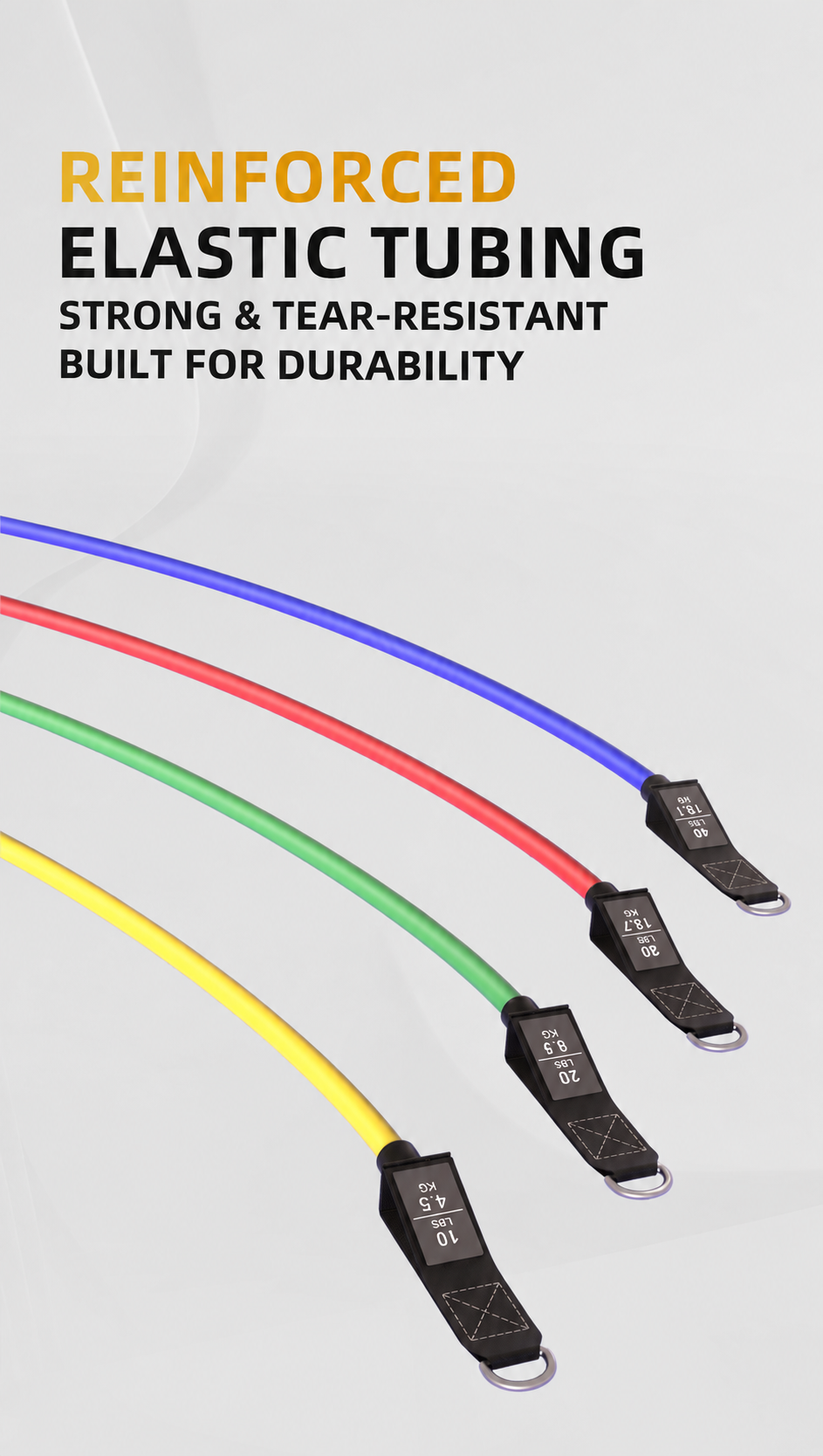 Reinforced tear-resistant elastic tubing used in the Flowelle PowerFlex kit