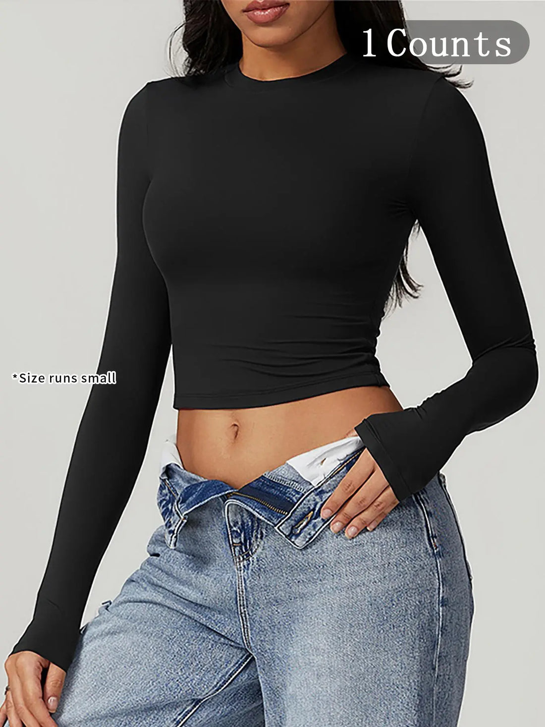 Flowelle Quick-Dry Compression Crop Tee - Black