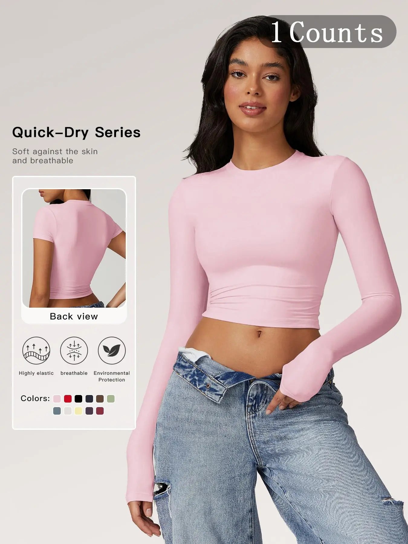 Flowelle Quick-Dry Compression Crop Tee - Sea Buckthorn Powder