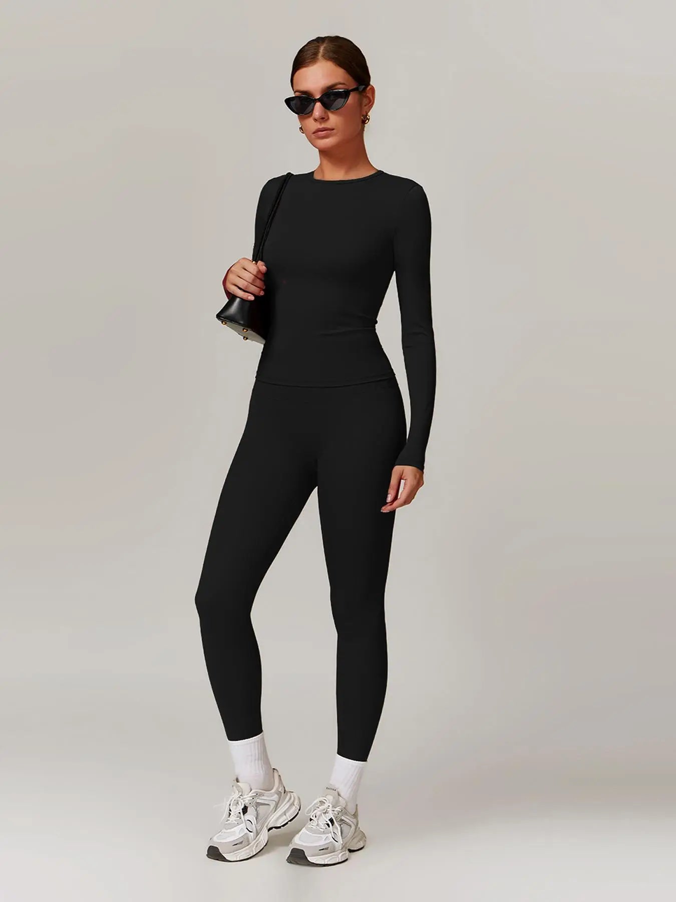 Flowelle Quick-Dry Long-Sleeve Legging Set - Black