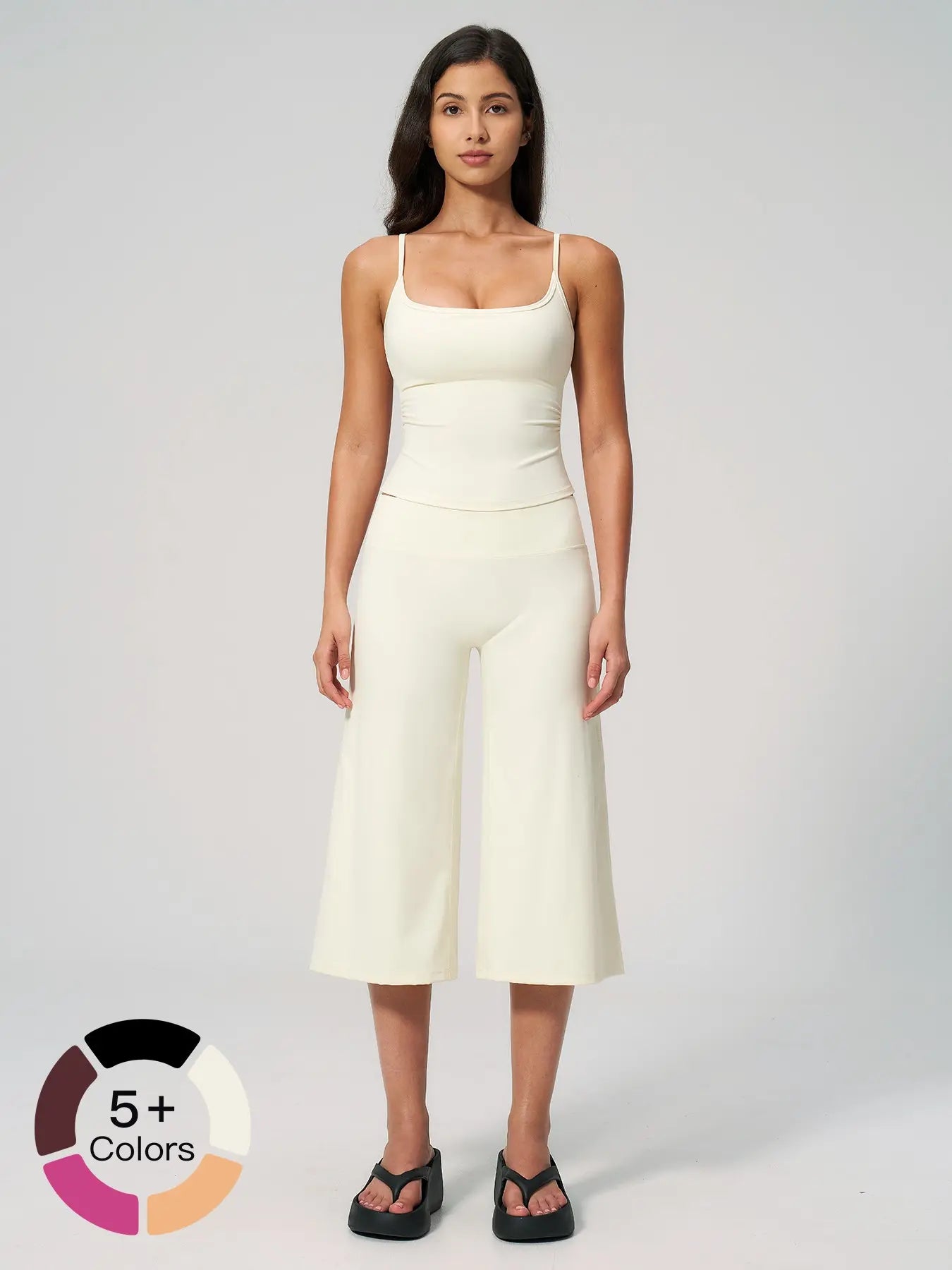 Flowelle Quick-Dry Tank & Capri Yoga Set - Creamy White