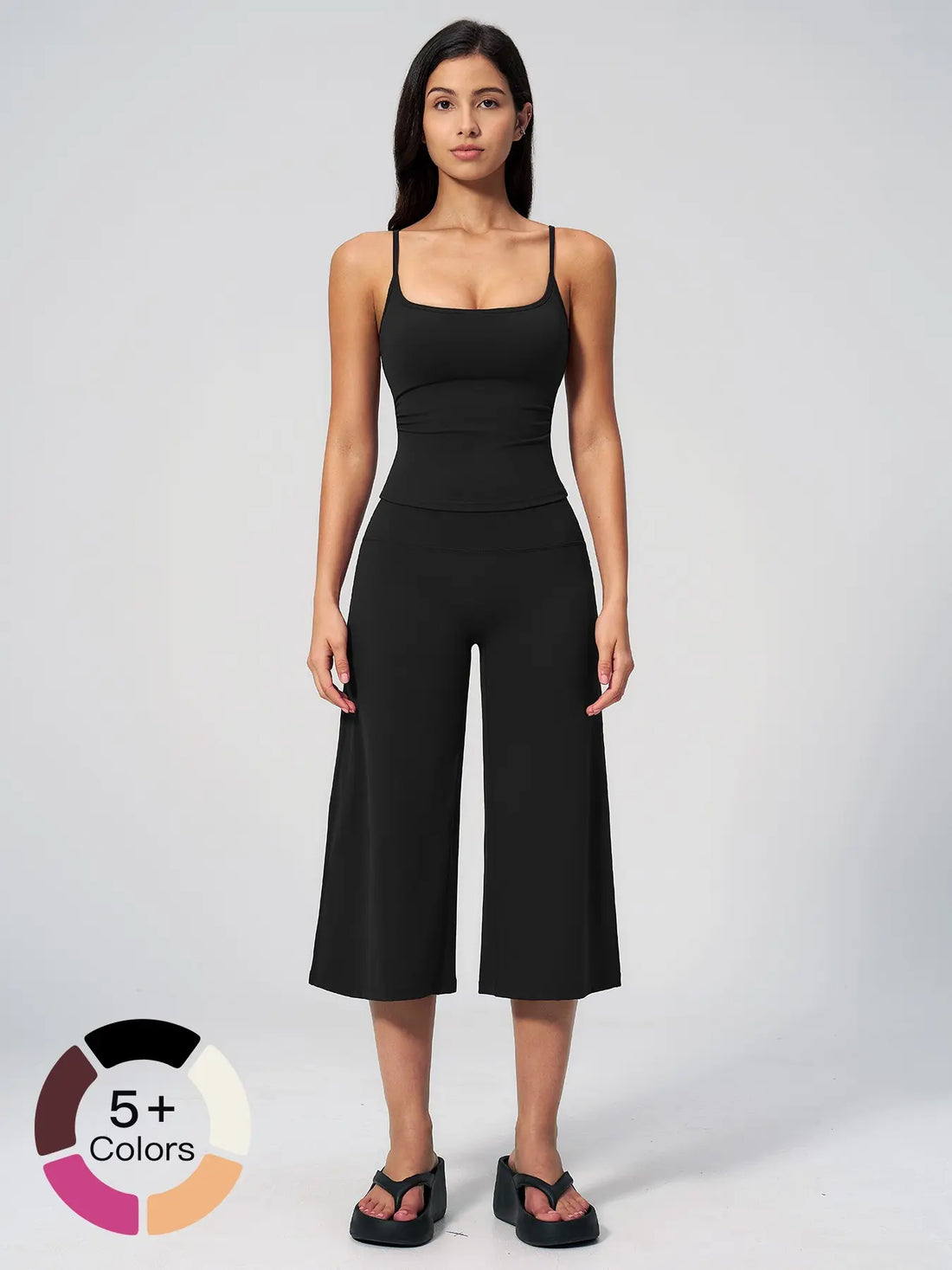 Flowelle Quick-Dry Tank & Capri Yoga Set - Premium Black