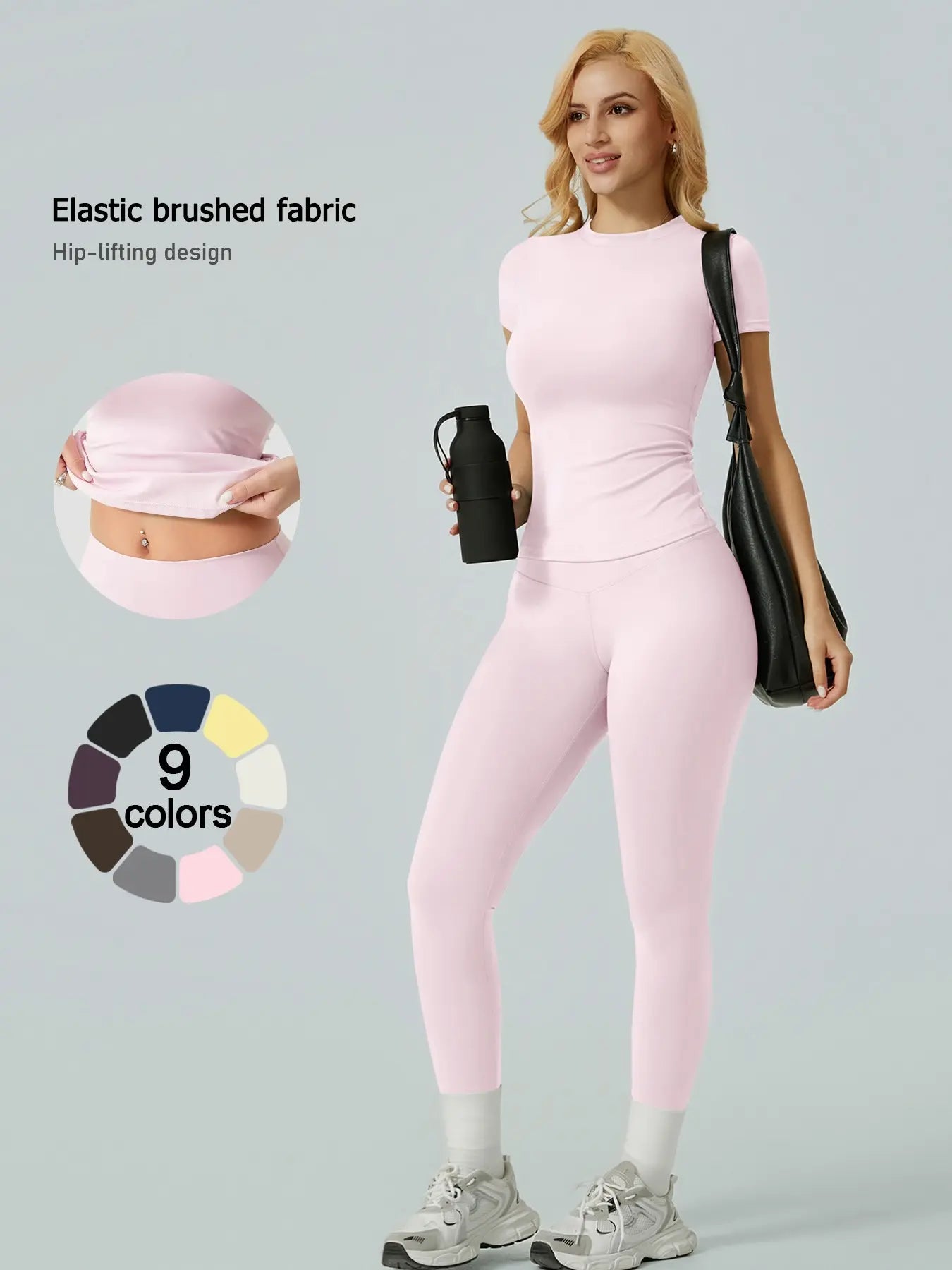 Flowelle Ribbed Long-Sleeve Legging Set - Baby Pink