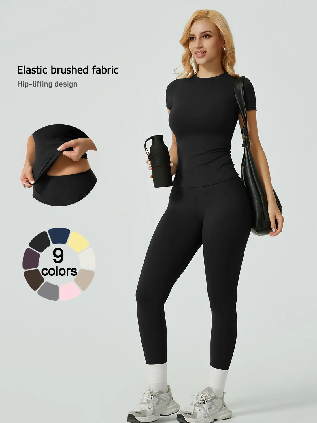 Flowelle Ribbed Long-Sleeve Legging Set - Black