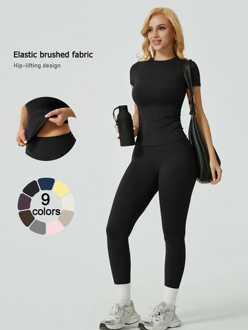 Flowelle Ribbed Long-Sleeve Legging Set - Black