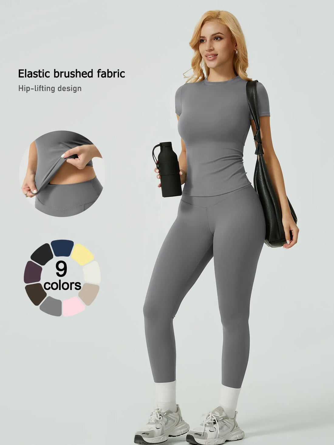 Flowelle Ribbed Long-Sleeve Legging Set - Black